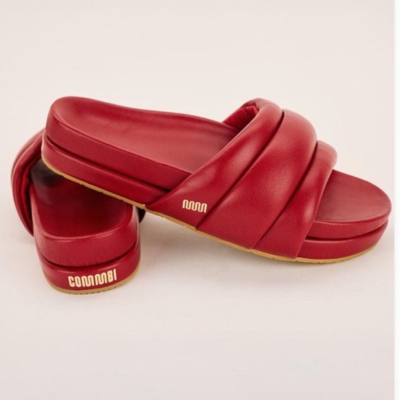 Commbi Slide The Softie Napa Leather Footbed in Cherry Red - Picture 6 of 13